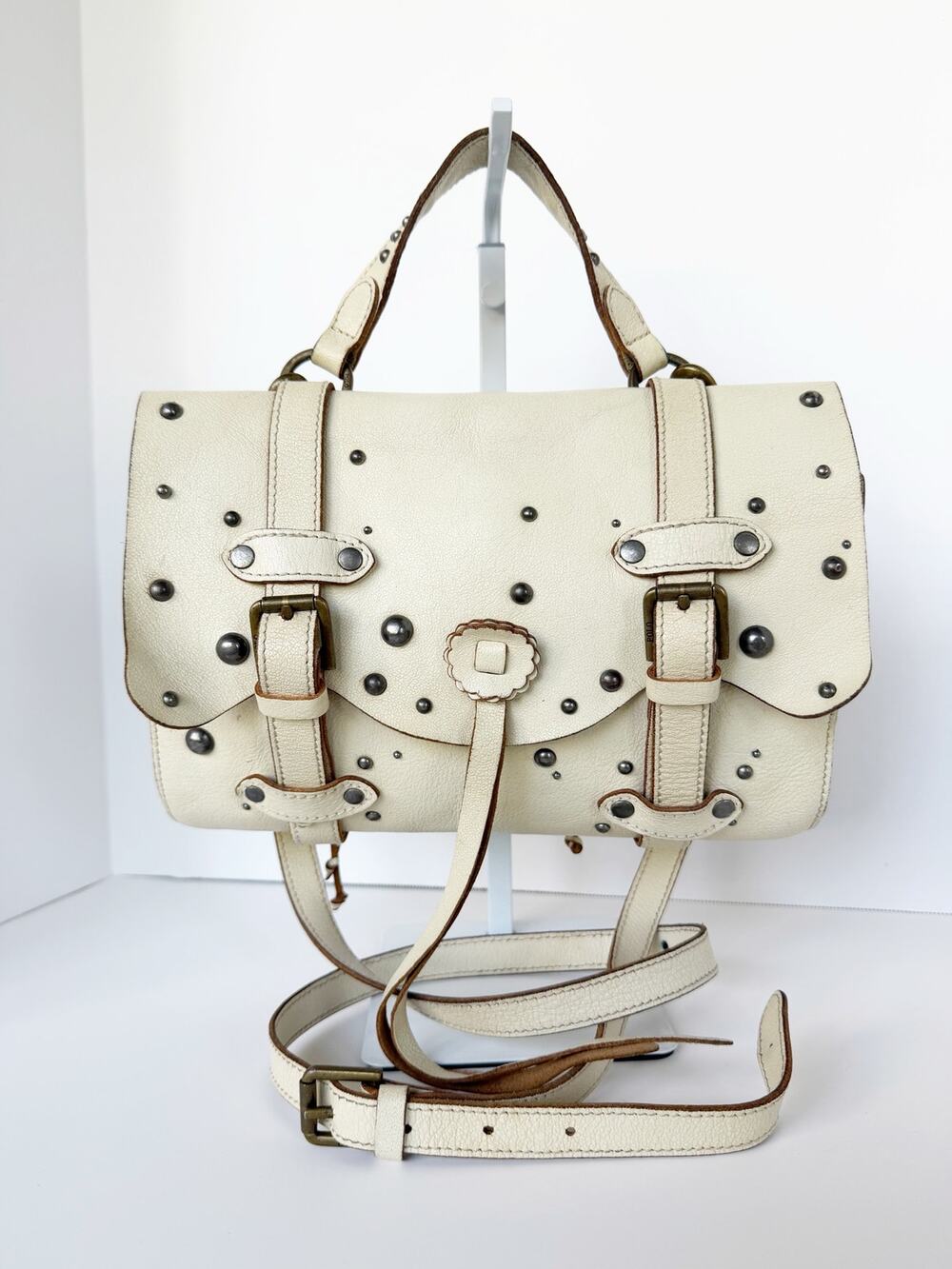 Polo Ralph Lauren Bag Leather Western Saddle Crossbody Messenger Stud Rivet Moto